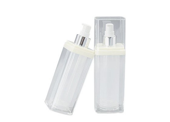 UKA51 Recyclable 100ml Square Airless Lotion Bottles With Transparency Lid