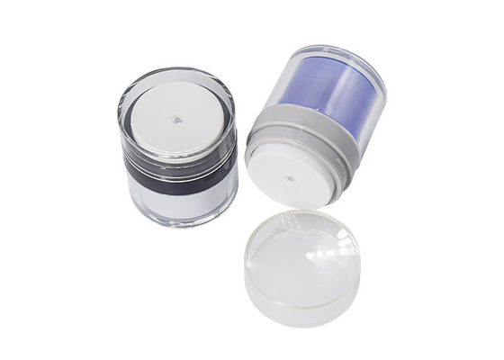 Leakproof Acrylic Refillable Airless Pump Cream Jar Round 15g 30g 50g White