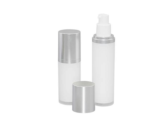 Acrylic Airless Pump Bottle 30ml 50ml Silver Essence Cosmetic Packaging